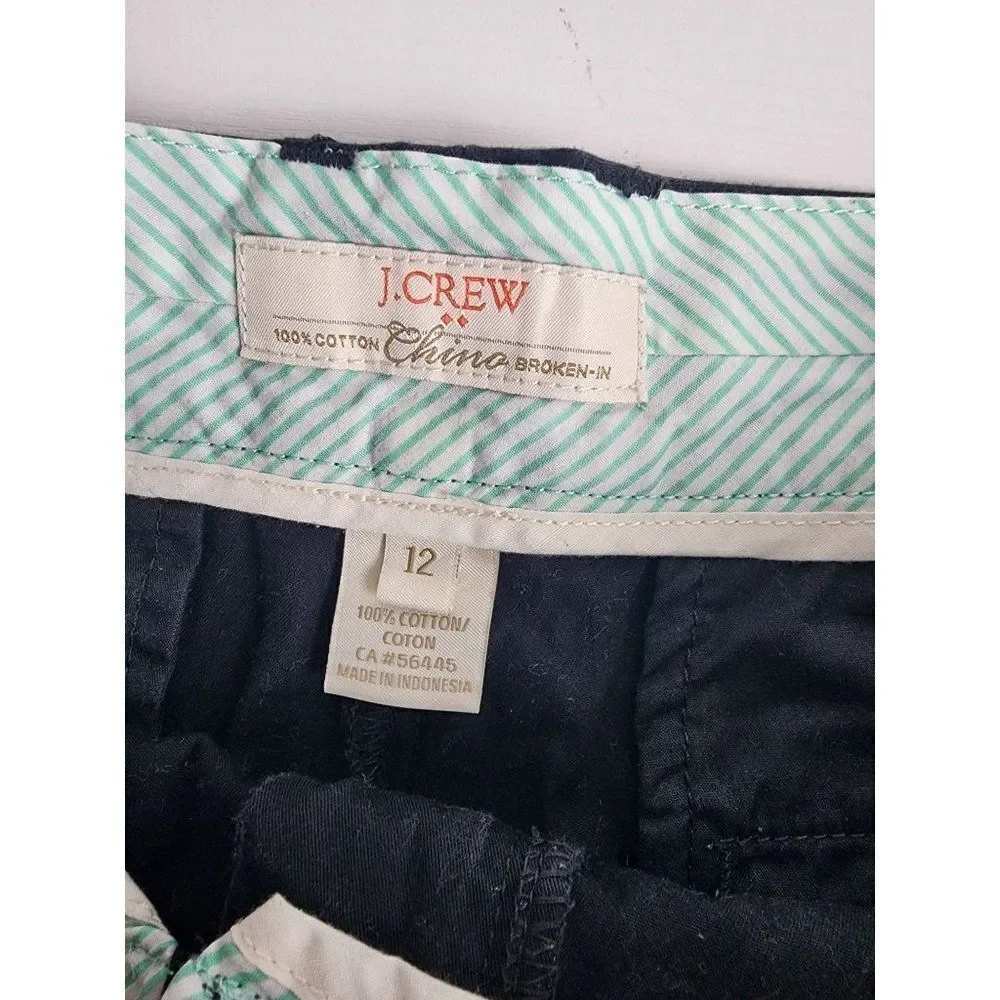J. Crew Broken in Chino Shorts, Size 12, Black